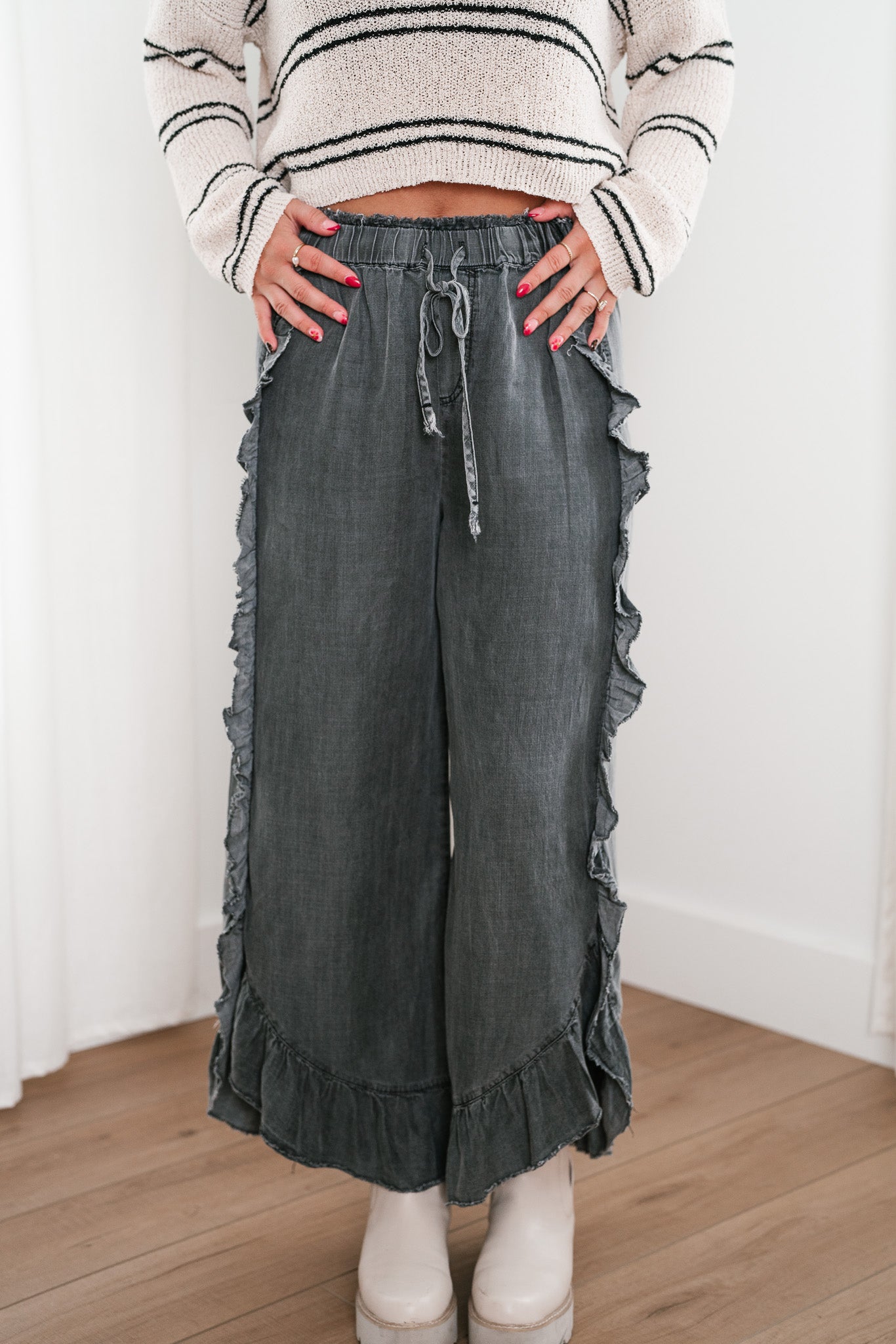 Ruffle Runway Wide-Leg Pant