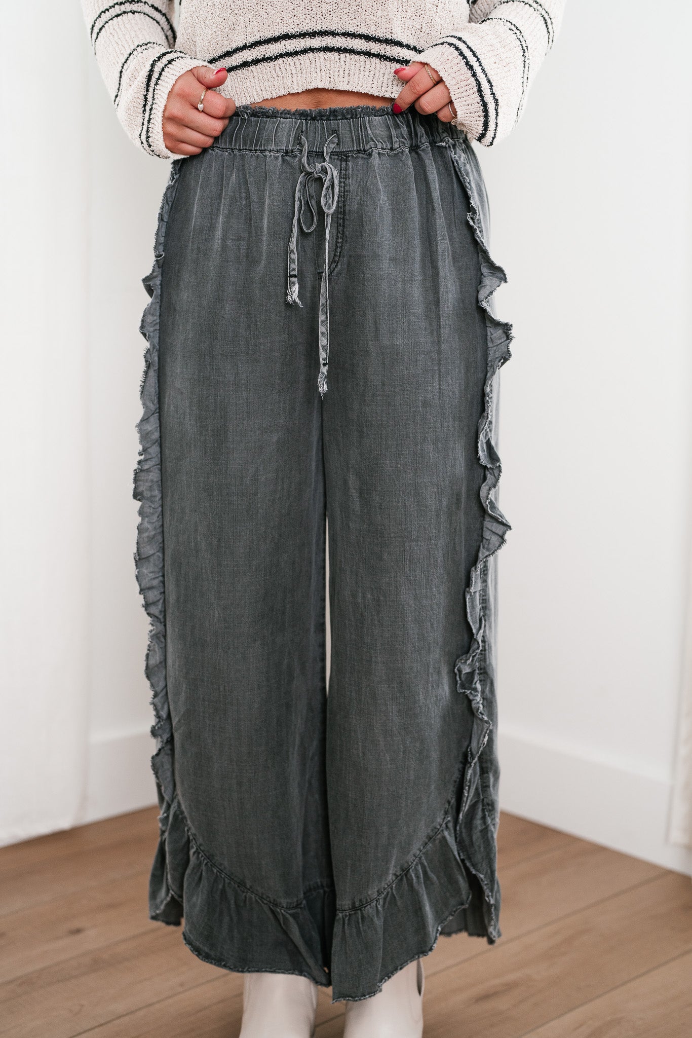 Ruffle Runway Wide-Leg Pant