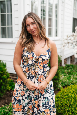 Siesta Sands Floral Tie Front Midi Dress