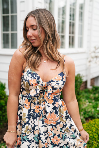 Siesta Sands Floral Tie Front Midi Dress