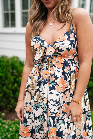 Siesta Sands Floral Tie Front Midi Dress