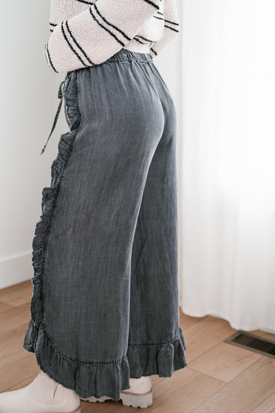 Ruffle Runway Wide-Leg Pant