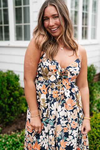 Siesta Sands Floral Tie Front Midi Dress