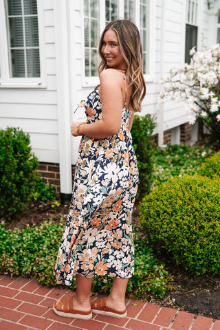 Siesta Sands Floral Tie Front Midi Dress