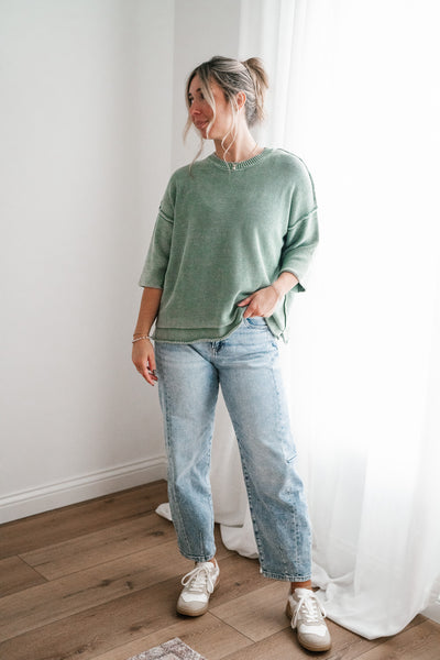 Evening Stroll Sweater Top - Juniper Green