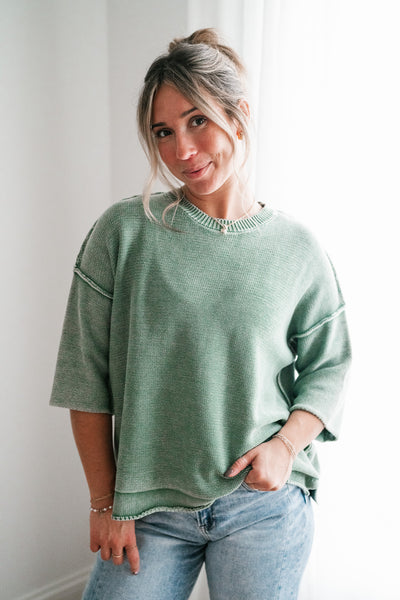 Evening Stroll Sweater Top - Juniper Green