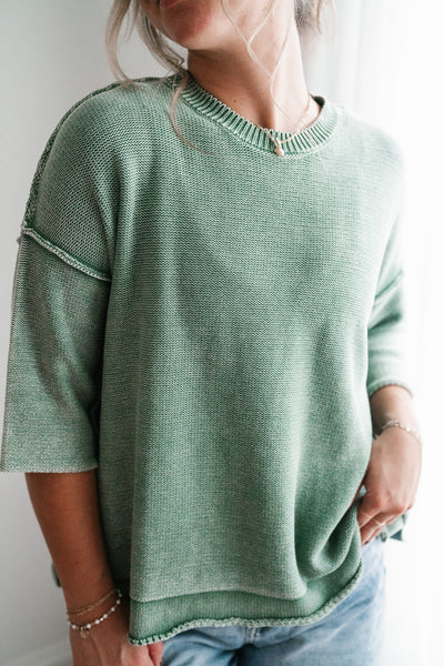 Evening Stroll Sweater Top - Juniper Green