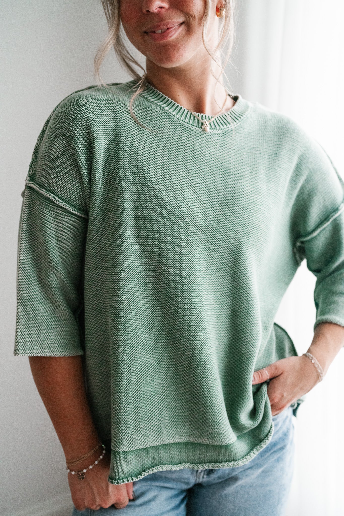 Evening Stroll Sweater Top - Juniper Green