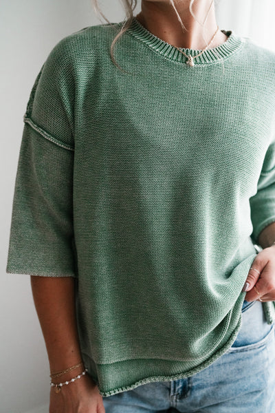 Evening Stroll Sweater Top - Juniper Green