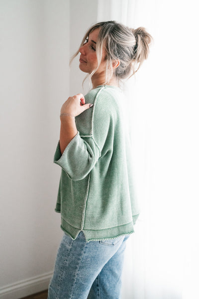 Evening Stroll Sweater Top - Juniper Green