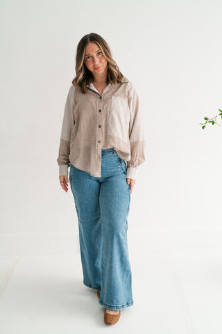 Spring Breeze Stripe Button Up Top