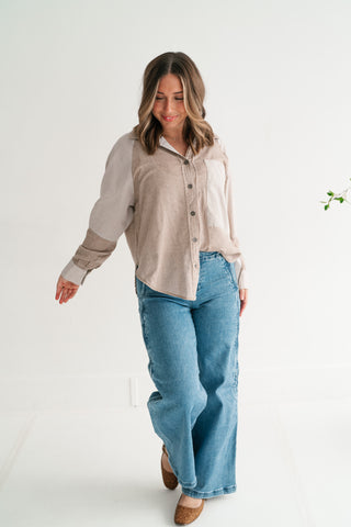 Spring Breeze Stripe Button Up Top