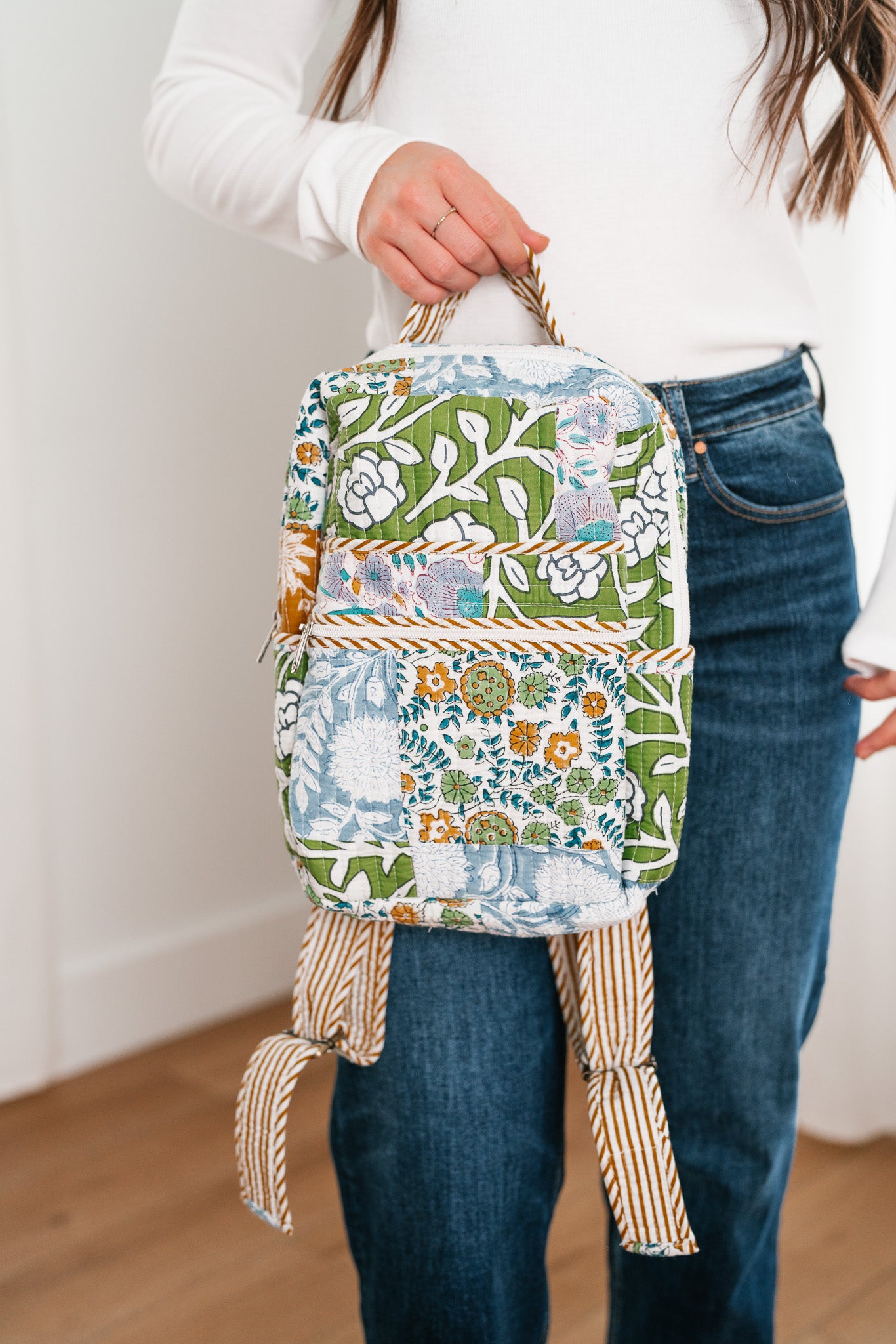 Kylee Patchwork Mini Book Bag - Blue