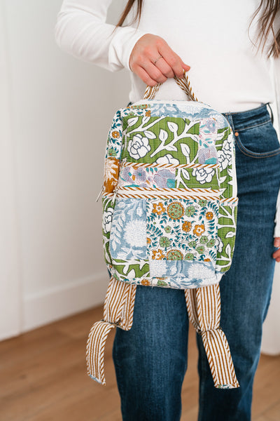 Kylee Patchwork Mini Book Bag - Blue