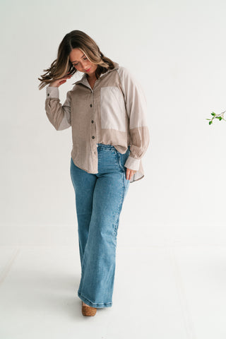 Spring Breeze Stripe Button Up Top