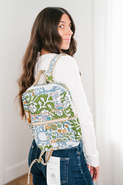 Kylee Patchwork Mini Book Bag - Blue