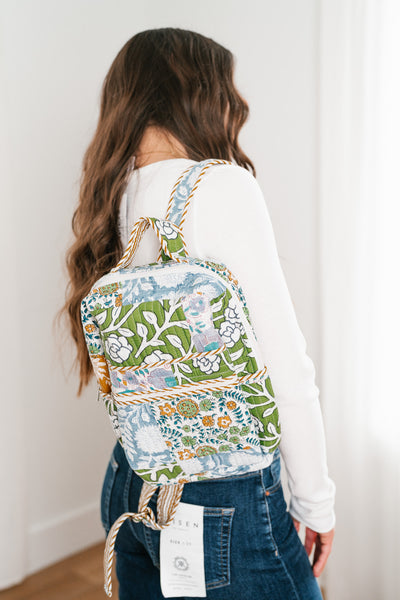 Kylee Patchwork Mini Book Bag - Blue