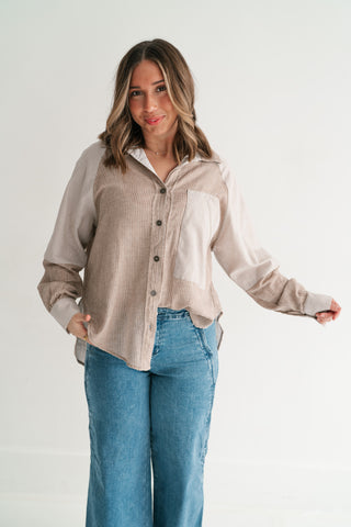 Spring Breeze Stripe Button Up Top