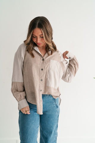 Spring Breeze Stripe Button Up Top