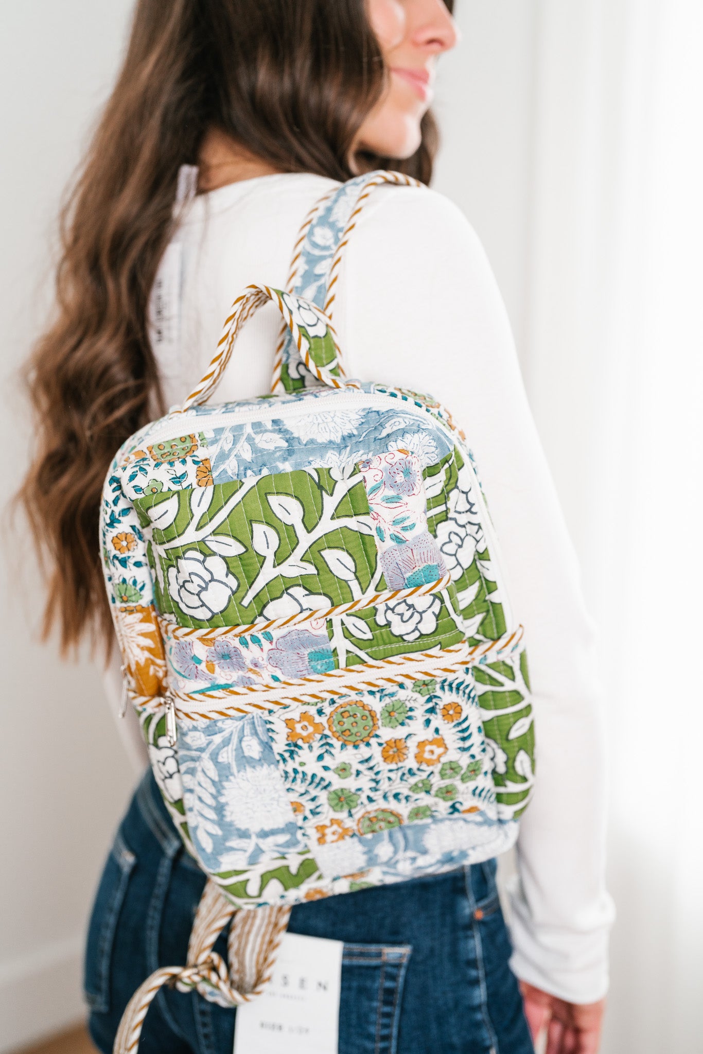 Kylee Patchwork Mini Book Bag - Blue