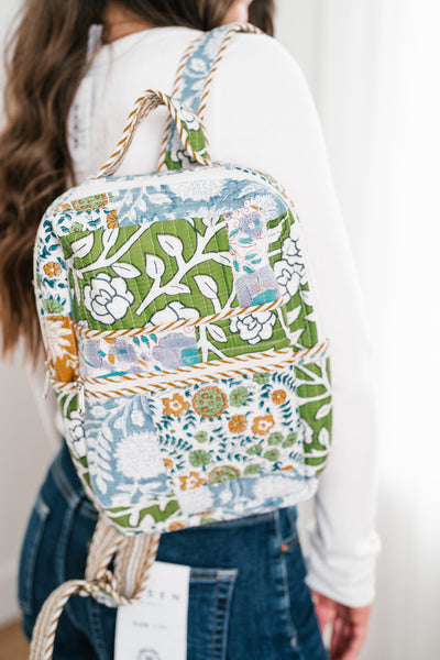 Kylee Patchwork Mini Book Bag - Blue