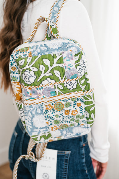 Kylee Patchwork Mini Book Bag - Blue