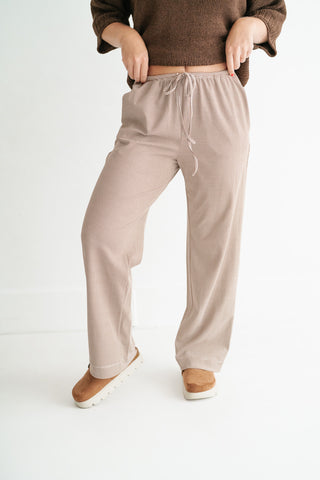 Quinn Pinstriped Pants - Mocha