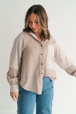 Spring Breeze Stripe Button Up Top