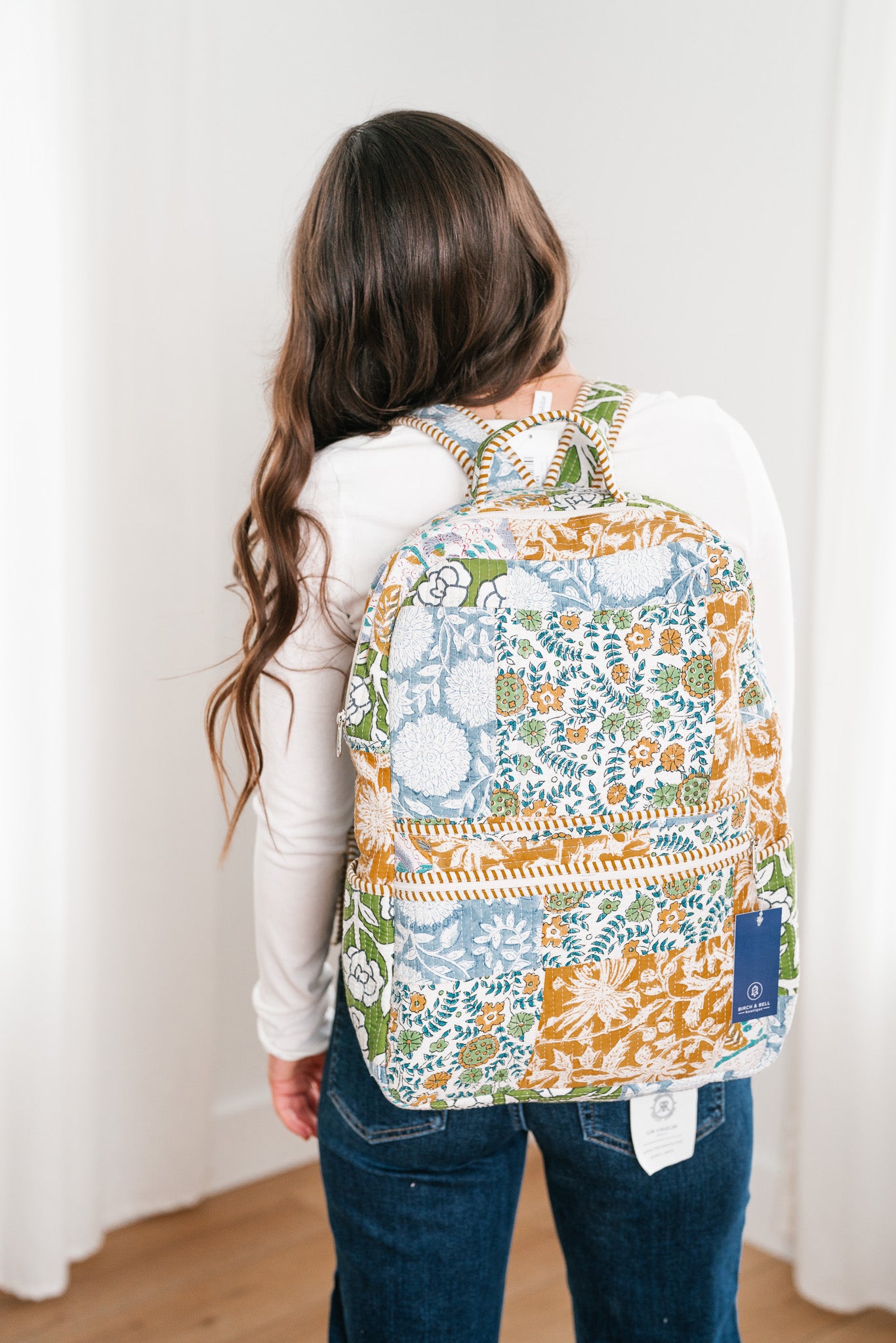 Sally Patchwork Book Bag - Blue