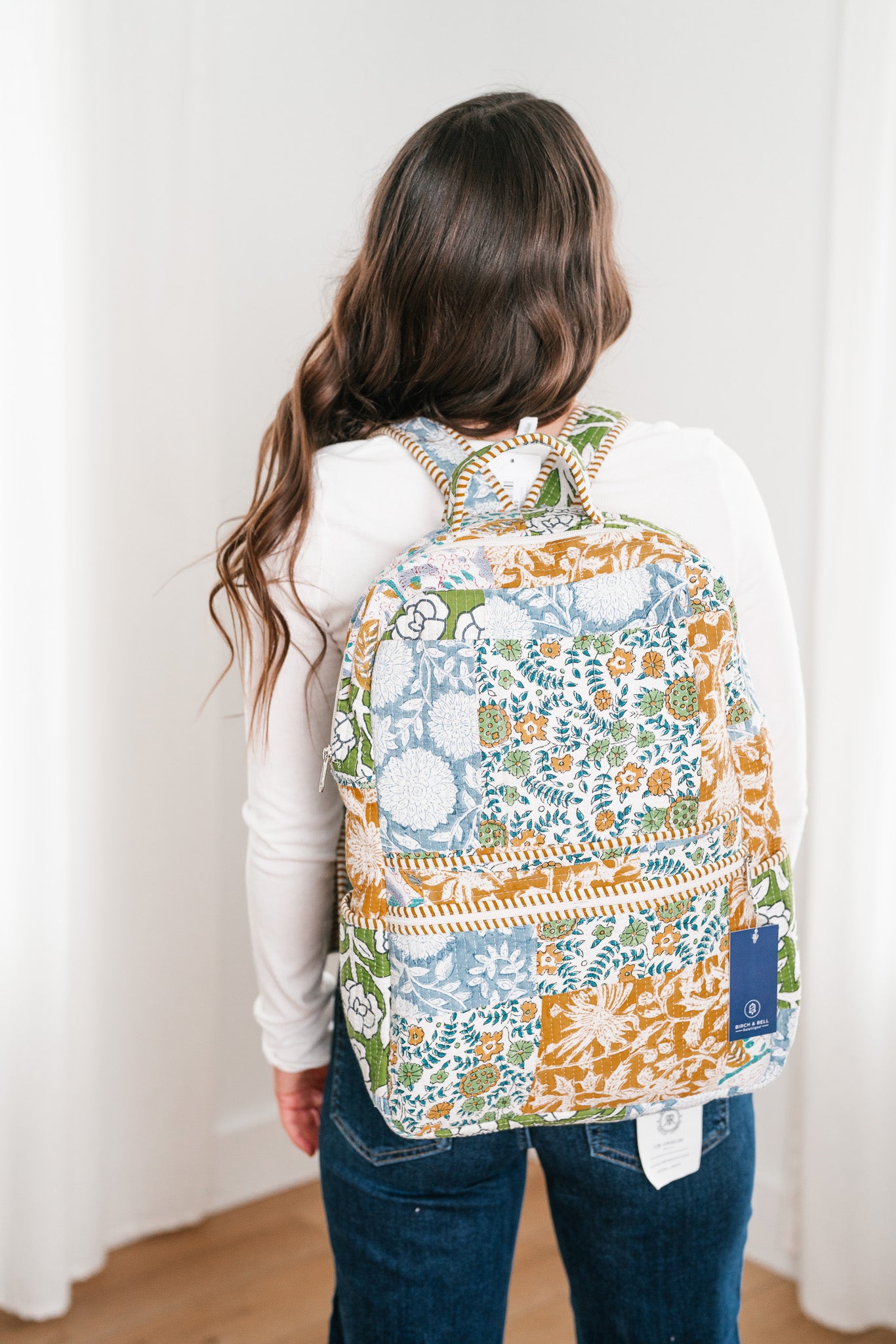 Sally Patchwork Book Bag - Blue