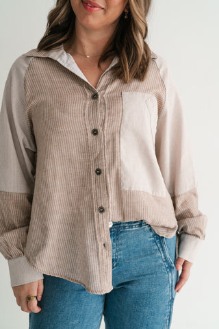 Spring Breeze Stripe Button Up Top