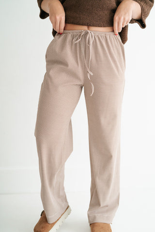 Quinn Pinstriped Pants - Mocha