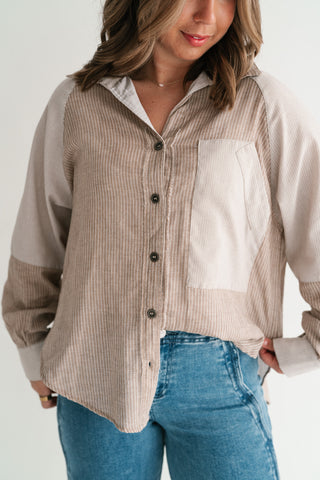 Spring Breeze Stripe Button Up Top