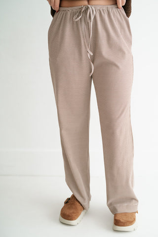 Quinn Pinstriped Pants - Mocha