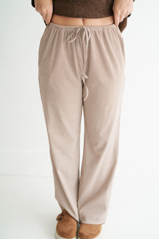 Quinn Pinstriped Pants - Mocha