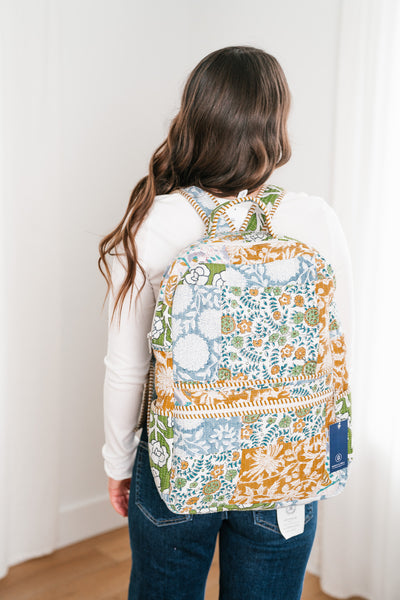 Sally Patchwork Book Bag - Blue