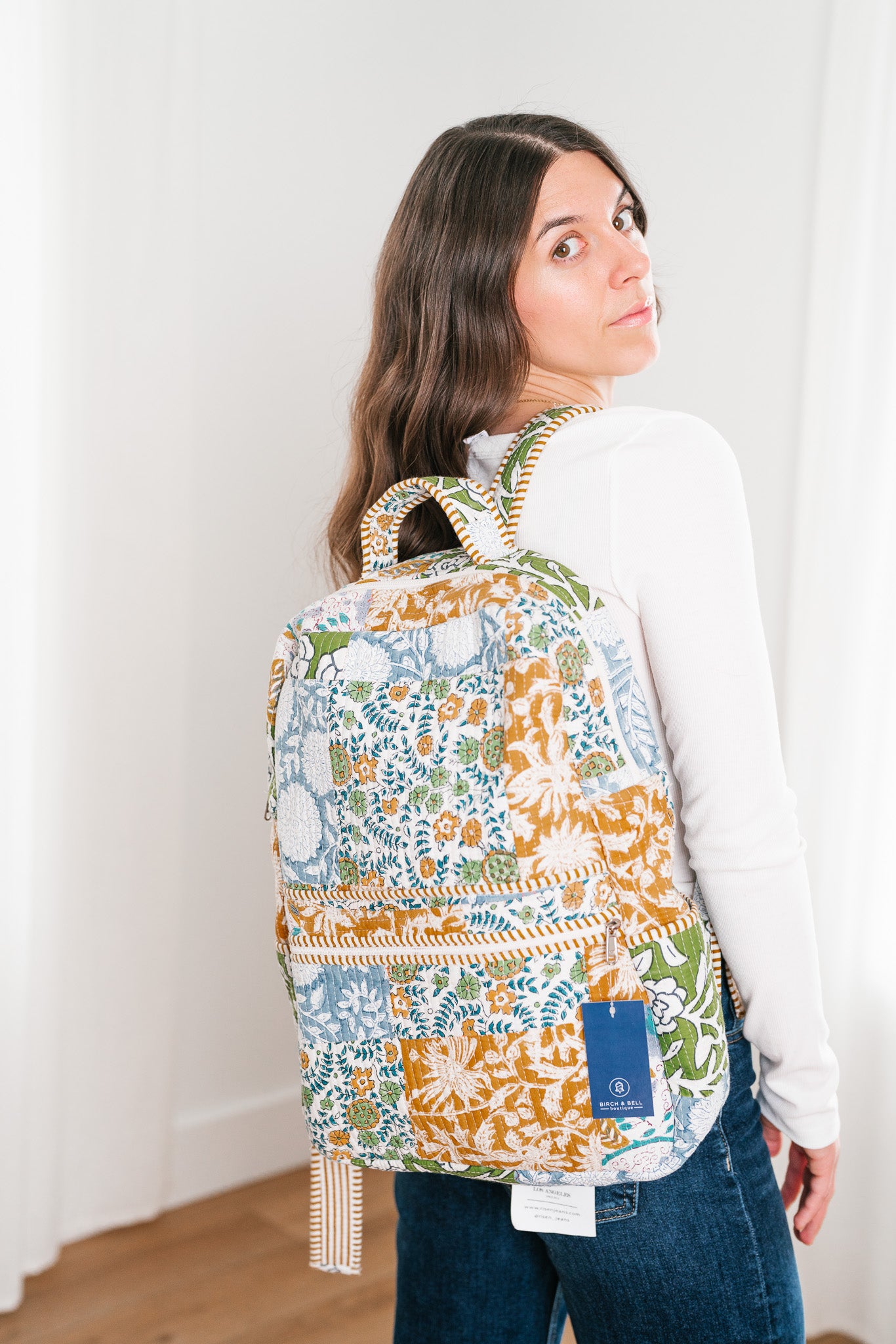 Sally Patchwork Book Bag - Blue