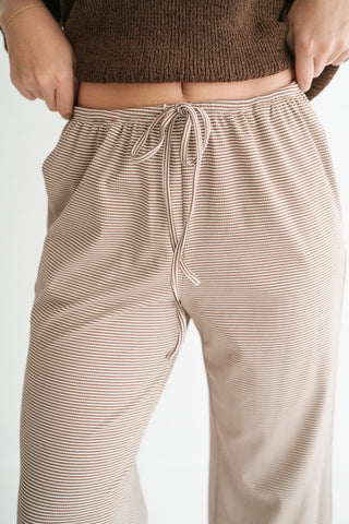 Quinn Pinstriped Pants - Mocha
