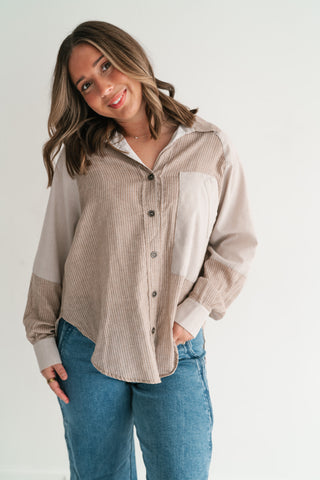 Spring Breeze Stripe Button Up Top