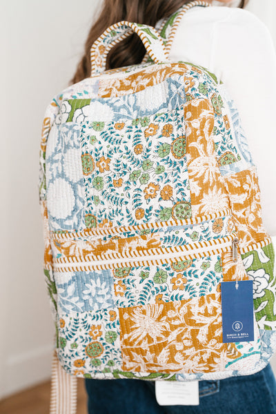 Sally Patchwork Book Bag - Blue