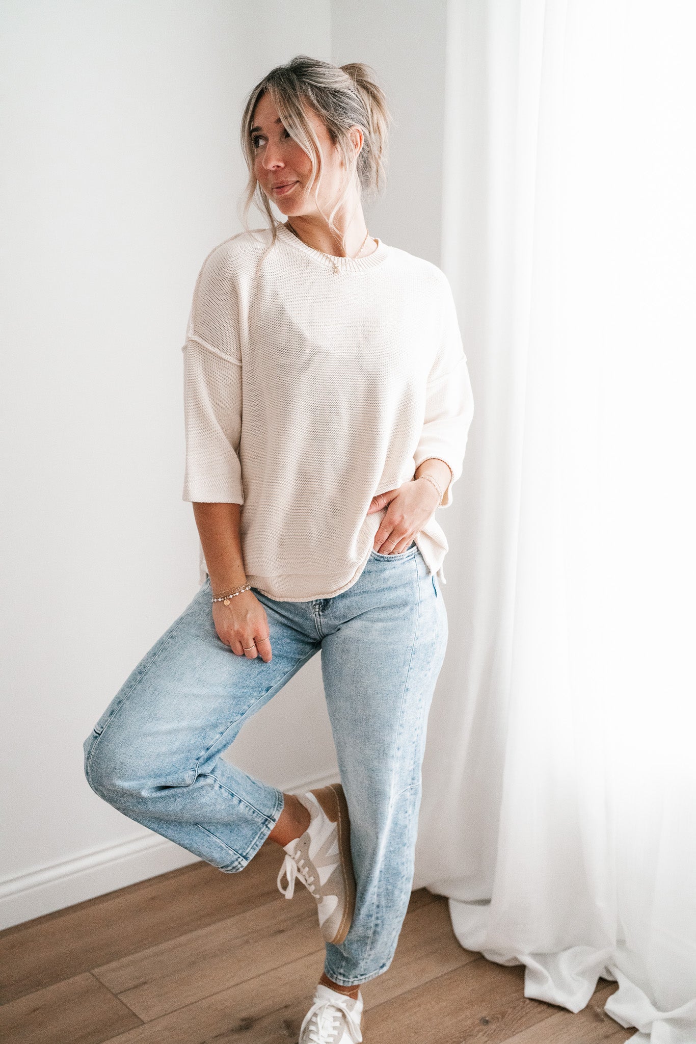 Evening Stroll Sweater Top - Cream