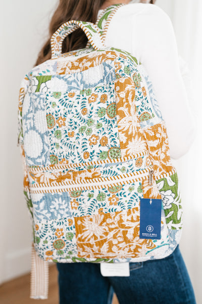 Sally Patchwork Book Bag - Blue