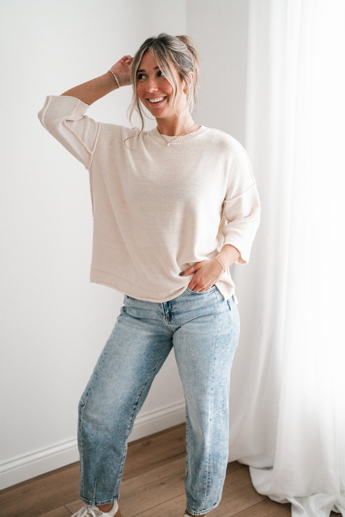 Evening Stroll Sweater Top - Cream