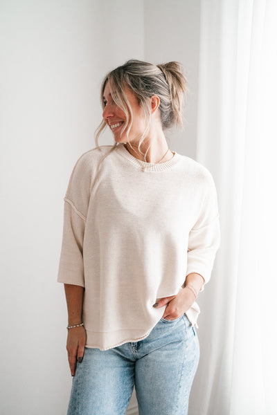 Evening Stroll Sweater Top - Cream