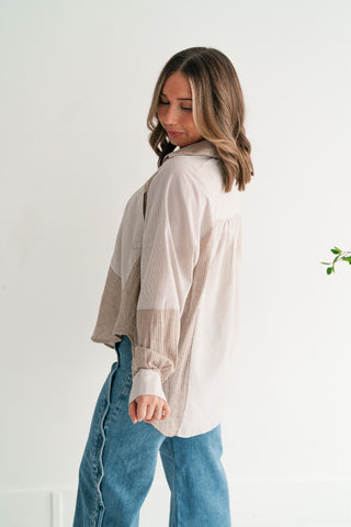 Spring Breeze Stripe Button Up Top