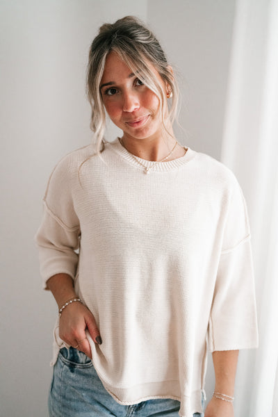 Evening Stroll Sweater Top - Cream