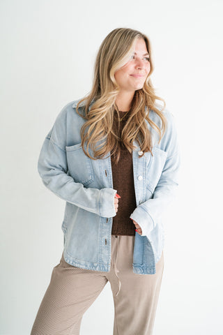 Everyday Adventure Light Wash Denim Shacket