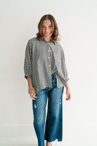 Harbor Lines Ruffled Button-Up Shirt