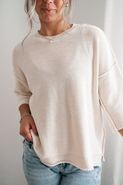 Evening Stroll Sweater Top - Cream