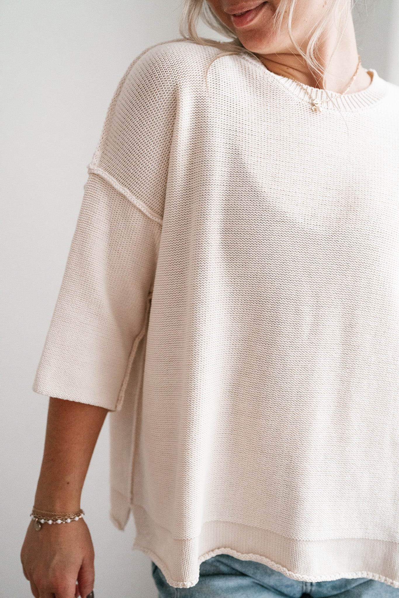 Evening Stroll Sweater Top - Cream